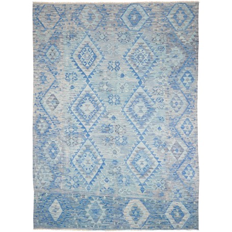 Tappeto Kilim Afghanistan Astratto Blu Grigio Chiaro Crema 2
