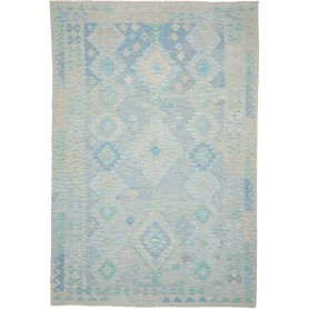 Tappeto Kilim Afghanistan Geometrico Azzurro Chiaro Celeste
