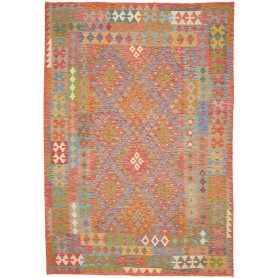 Tappeto Kilim Afghanistan Astratto Arancio Bruciato Rosso Bl