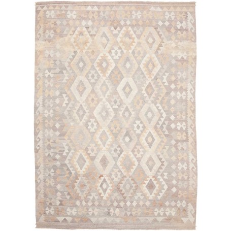 Tappeto Kilim Afghanistan Astratto Grigio Beige Crema Marron