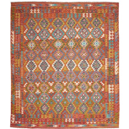 Tappeto Kilim Afghanistan Geometrico Arancione Terracotta Bl