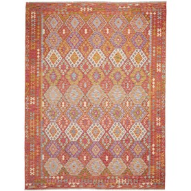 Tappeto Kilim Afghanistan Geometrico Rosso Terra Arancio Pas