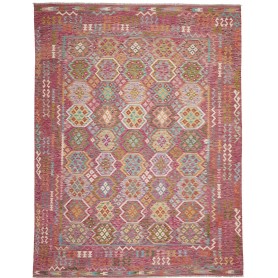 Tappeto Kilim Afghanistan Astratto Magenta Rosa Verde Acqua