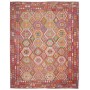 Tappeto Kilim Afghanistan Astratto Rosso Magenta Giallo Ocra