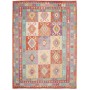 Tappeto Kilim Afghanistan Geometrico Rosso Arancio Turchese