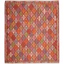 Tappeto Kilim Afghanistan Astratto Rosso Bordeaux Arancione