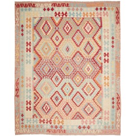Tappeto Kilim Afghanistan Geometrico Crema Rosso Blu Azzurro
