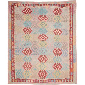 Tappeto Kilim Afghanistan Astratto Rosa Chiaro Rosso Turches