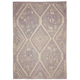 Tappeto Kilim Afghanistan Astratto Lilla Lavanda Crema Verde