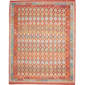 Tappeto Kilim Afghanistan Geometrico Rosso Terracotta Blu Tu