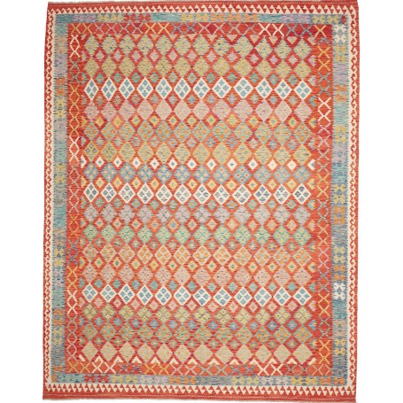 Tappeto Kilim Afghanistan Geometrico Rosso Terracotta Blu Tu