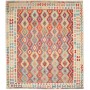 Tappeto Kilim Afghanistan Geometrico Rosso Crema Blu Verde G