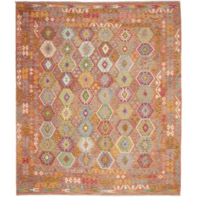 Tappeto Kilim Afghanistan Astratto Arancio Terracotta Blu Pe