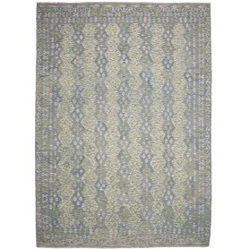 Tappeto Kilim Afghanistan Astratto Azzurro Verde Crema Grigi