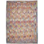 Tappeto Kilim Afghanistan Geometrico Azzurro Cielo Arancione