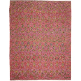Tappeto Kilim Afghanistan Geometrico Rosso Fucsia Lilla Verd