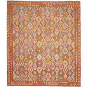 Tappeto Kilim Afghanistan Geometrico Arancio Terracotta Azzu