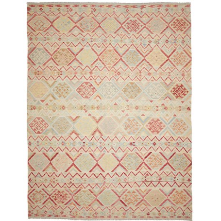 Tappeto Kilim Afghanistan Geometrico Crema Rosso Chiaro Gial