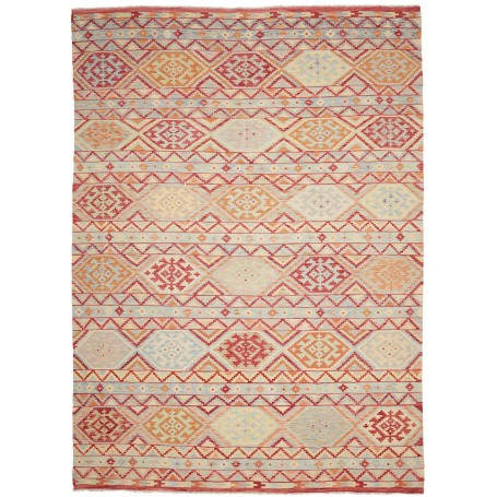 Tappeto Kilim Afghanistan Astratto Crema Chiaro Rosso Terrac