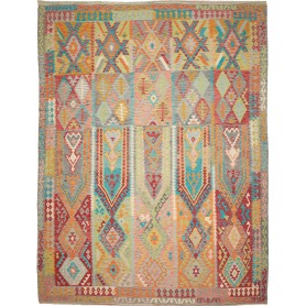 Tappeto Kilim Afghanistan Astratto Azzurro Verde Acqua Aranc