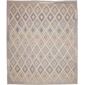 Tappeto Kilim Afghanistan Astratto Grigio Lavanda Crema Beig