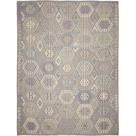 Tappeto Kilim Afghanistan Astratto Lavanda Beige Grigio Verd
