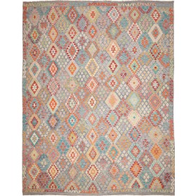 Tappeto Kilim Afghanistan Astratto Grigio Azzurro Arancione