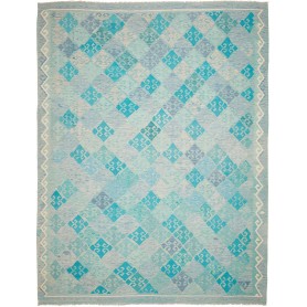 Tappeto Kilim Afghanistan Astratto Azzurro Acquamarina Blu P