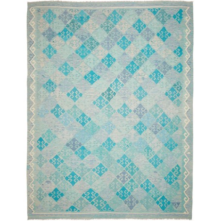 Tappeto Kilim Afghanistan Astratto Azzurro Acquamarina Blu P
