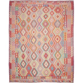 Tappeto Kilim Afghanistan Astratto Rosa Viola Blu Giallo Ara