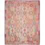 Tappeto Kilim Afghanistan Astratto Rosa Viola Blu Giallo Ara