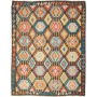 Tappeto Kilim Afghanistan Geometrico Marrone Scuro Multicolo