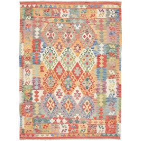 Tappeto Kilim Afghanistan Geometrico Multicolore Rosso Aranc
