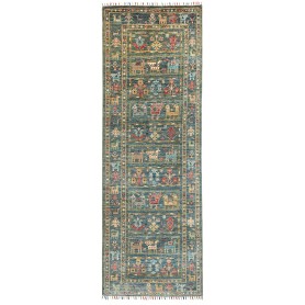 Tappeto Rubin Pakistan Astratto Blu Ottanio Rosso Terracotta