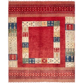 Tappeto Siva Pakistan Geometrico Rosso Beige Crema Blu Verde