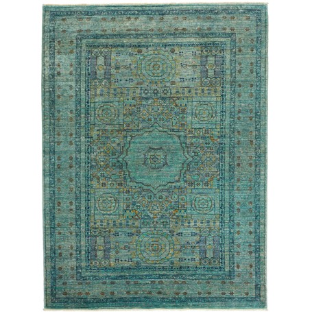 Tappeto Mamlouk Pakistan Geometrico Turchese Smeraldo Blu Oc