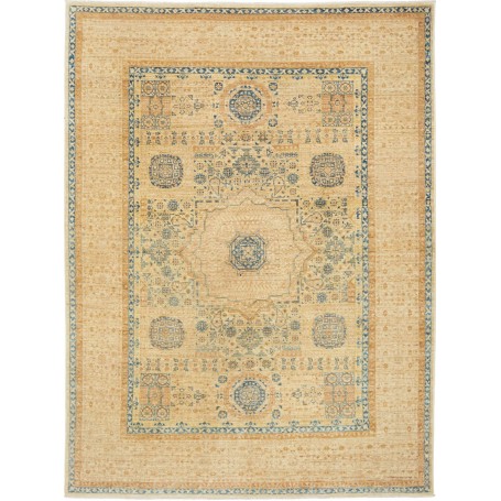 Tappeto Mamlouk Pakistan Geometrico Beige Blu Ocra 145x196 C