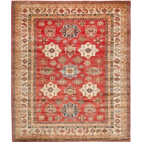 Tappeto Kazak Fine Pakistan Astratto Rosso Crema Blu Beige M