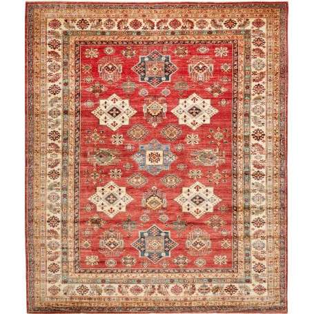 Tappeto Kazak Fine Pakistan Astratto Rosso Crema Blu Beige M