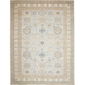 Tappeto Kazak Fine Pakistan Geometrico Blu Cielo Beige Crema