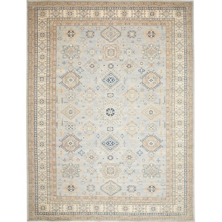 Tappeto Kazak Fine Pakistan Geometrico Blu Cielo Beige Crema