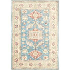 Tappeto Kazak Afghanistan Geometrico Turchese Cielo Crema Av