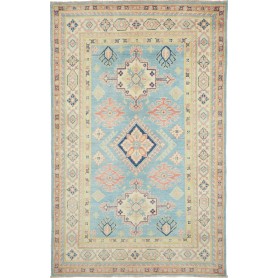 Tappeto Kazak Afghanistan Geometrico Azzurro Crema Pesca Blu