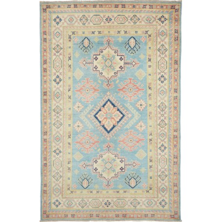 Tappeto Kazak Afghanistan Geometrico Azzurro Crema Pesca Blu
