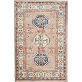 Tappeto Kazak Afghanistan Astratto Rosa Antico Blu Scuro Cre