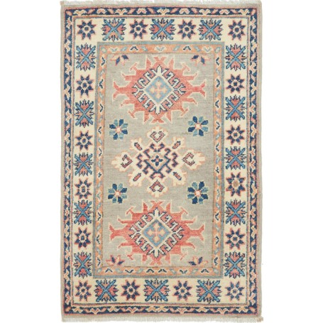 Tappeto Kazak Afghanistan Astratto Grigio Salvia Terracotta