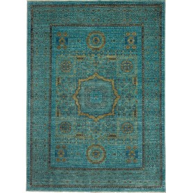 Tappeto Mamlouk Pakistan Geometrico Turchese Oro Blu Scuro 1