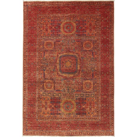 Tappeto Mamlouk Pakistan Medaglione Rosso Mattone Blu Cobalt
