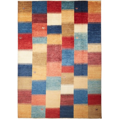 Tappeto Mosaic Pakistan Astratto Blu Scuro Azzurro Rosso Cor