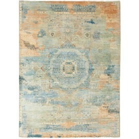 Tappeto Mamlouk Pakistan Geometrico Blu Acqua Verde Acqua Be